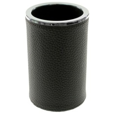 Round Toothbrush Holder Made From Faux Leather in Wenge Finish